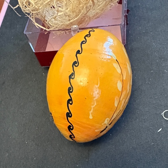 Handcrafted Orange Wood Rabbit Easter Egg Called Pysanda - Picture 5 of 8